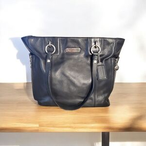 COACH BLACK LEATHER EAST WEST GALLERY TOTE 19456 BAG HANDBAG SHOULDER PURSE